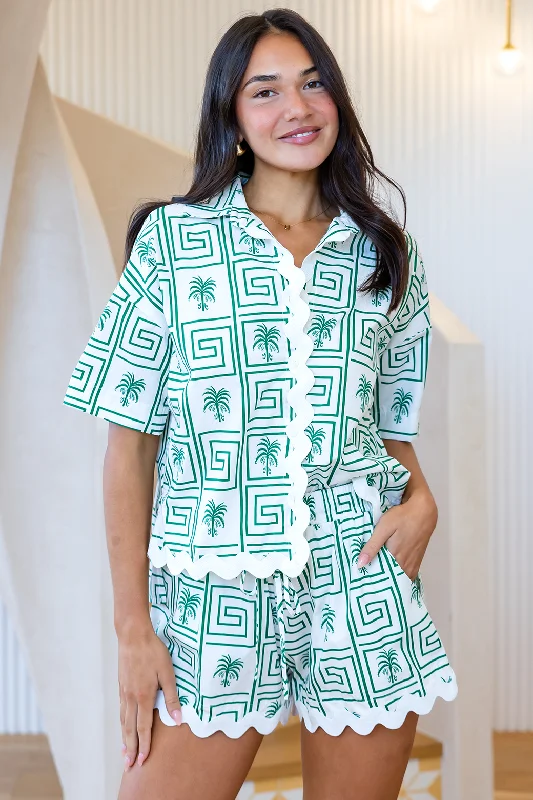 Siarra Shirt Green Palm Print