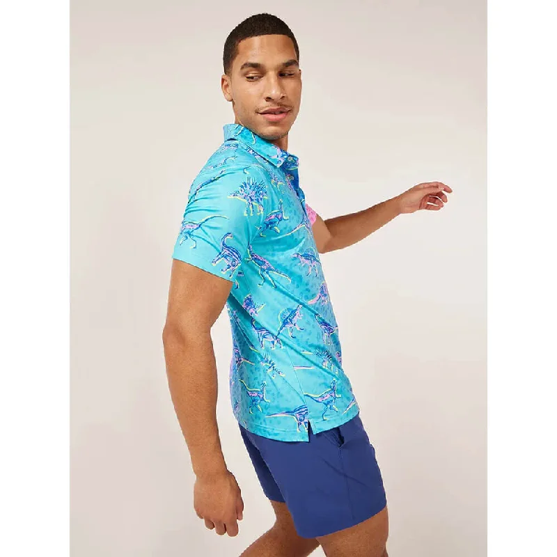 Chubbies The Dino Delight Performance Polo Shirt - Turquoise/Aqua