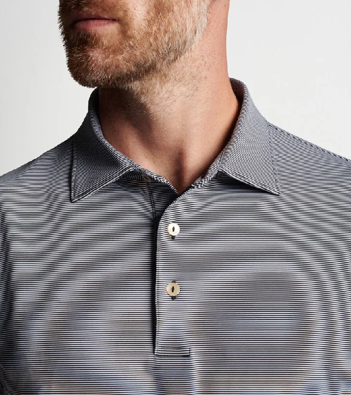 Peter Millar Jubilee Stripe Stretch Jersey Polo Shirt - Black