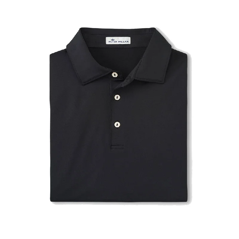 Peter Millar Solid Stretch Jersey Sean Self Collar Polo Shirt - Black*