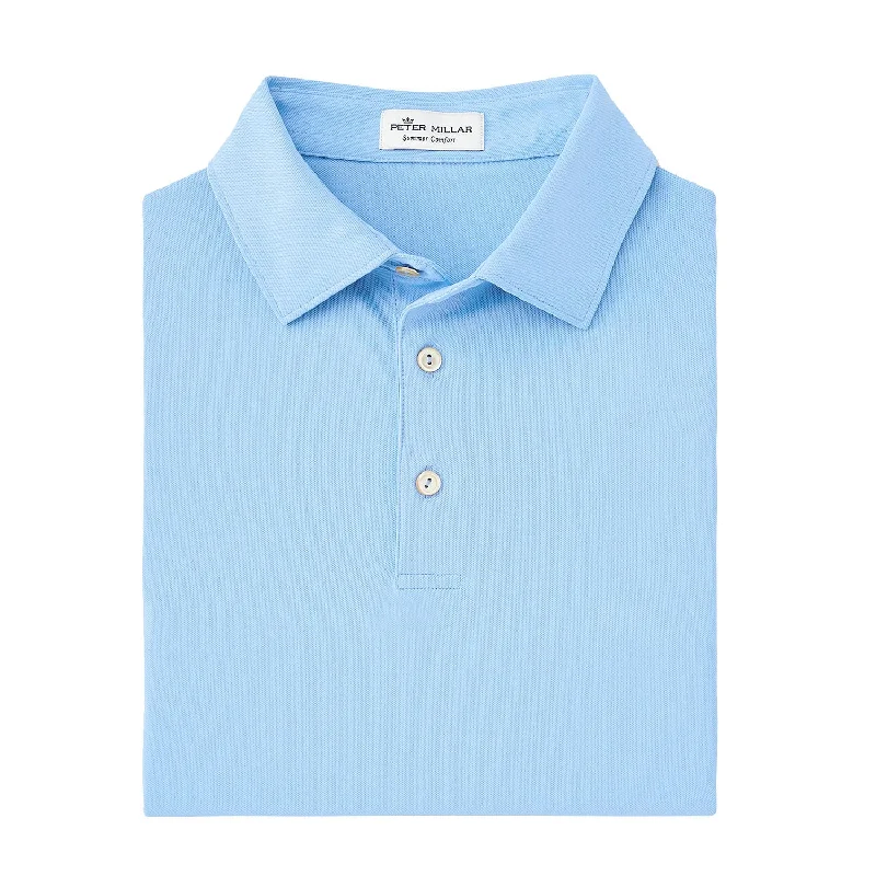 Peter Millar Solid Stretch Jersey Sean Self Collar Polo Shirt - Cottage Blue*