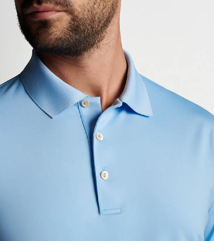 Peter Millar Solid Stretch Jersey Sean Self Collar Polo Shirt - Cottage Blue*