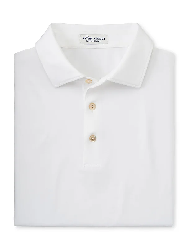 Peter Millar Solid Stretch Jersey Sean Self Collar Polo Shirt - White*