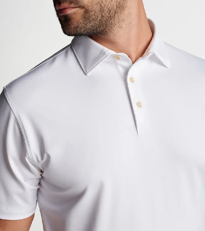 Peter Millar Solid Stretch Jersey Sean Self Collar Polo Shirt - White*