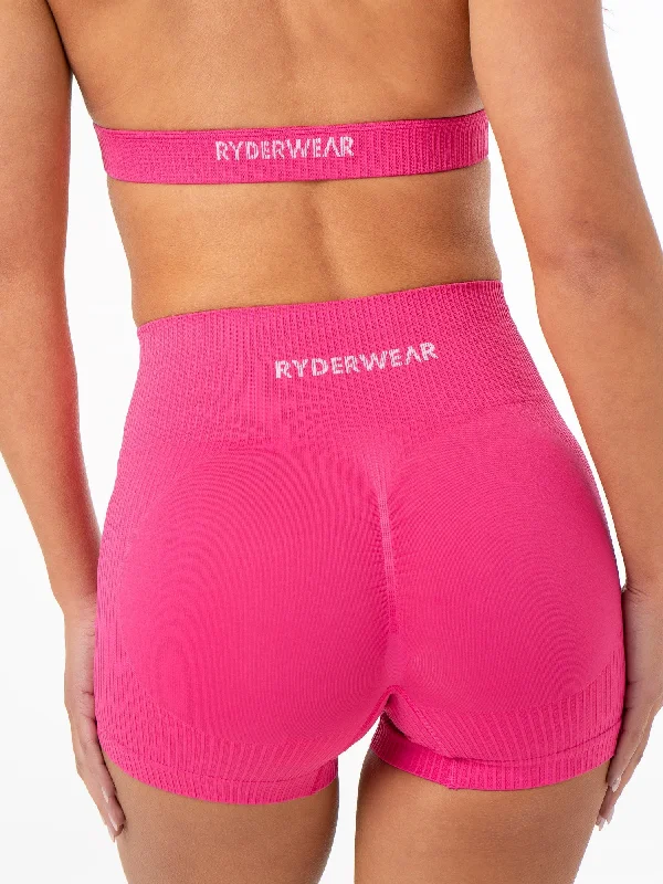 Rib Scrunch Seamless Shorts - Hot Pink