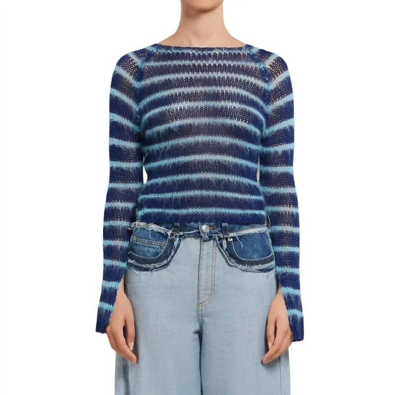 Brushed Stripe Cropped Sweater In Blumarine