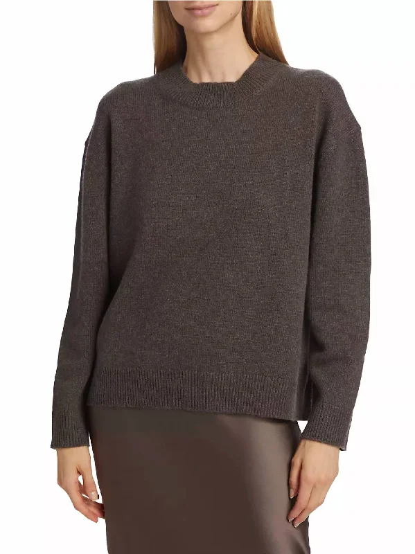 Cashmere Boy Crew Sweater In Turkish Coffee