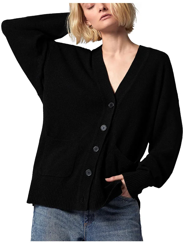 Clemence Womens Cashmere V-Nec Cardigan Sweater