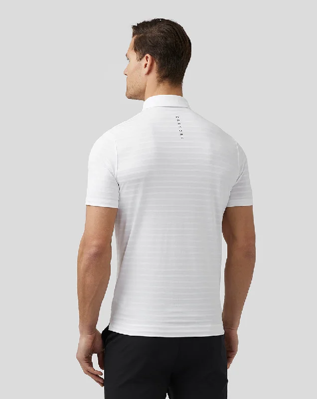 Men’s Golf Textured Pique Stripe Polo - White