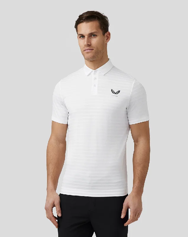 Men’s Golf Textured Pique Stripe Polo - White