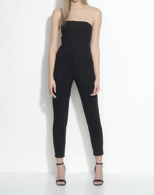 Strap Tube Jumpsuit In Black