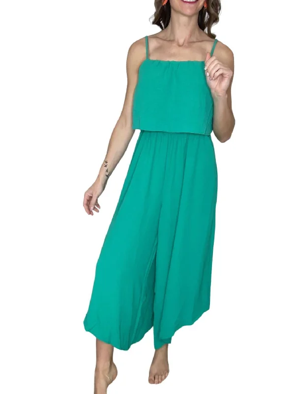 Wide Leg Jumpsuit In Sea Green