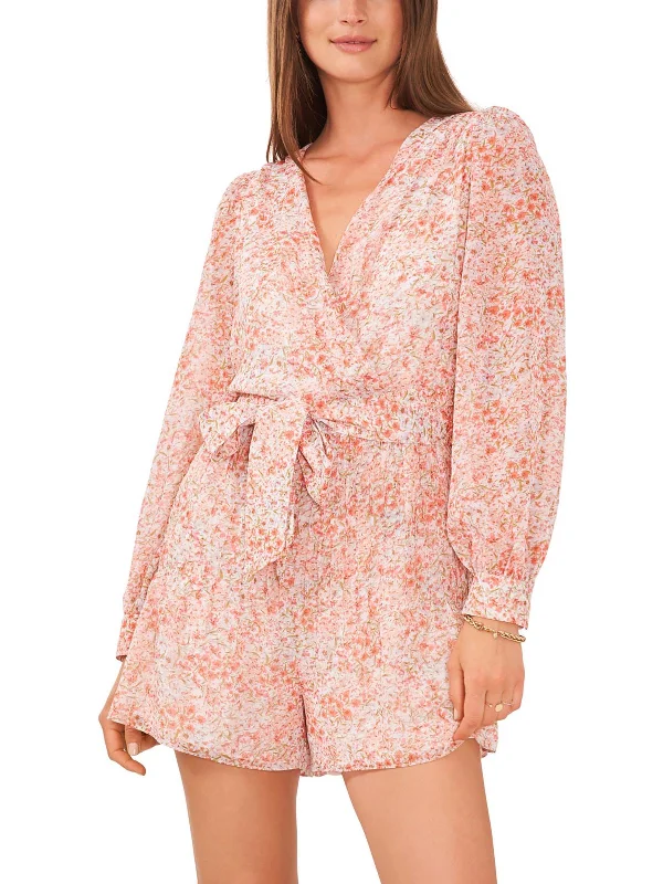 Womens Floral Print Chiffon Romper