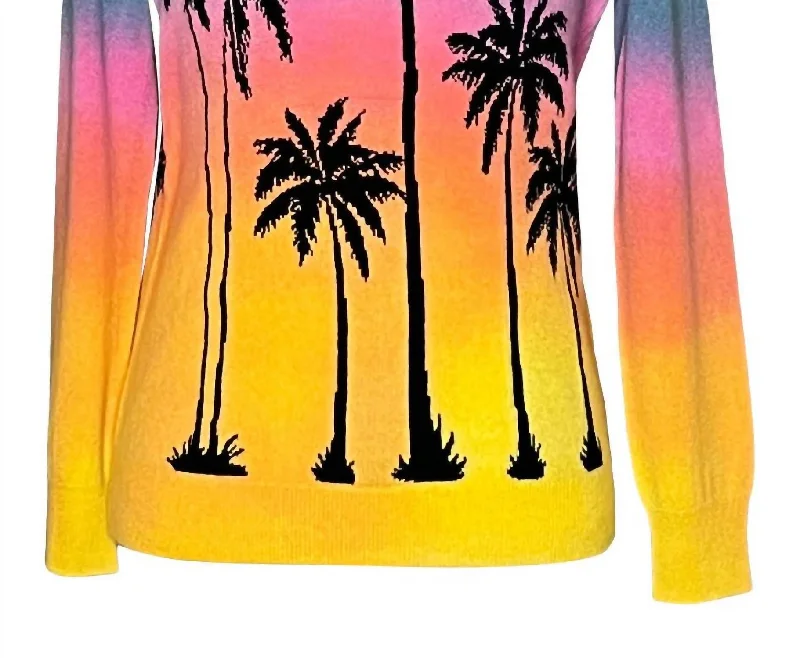 Women's Palms & Clouds Crew Sweater In Ombre Dye