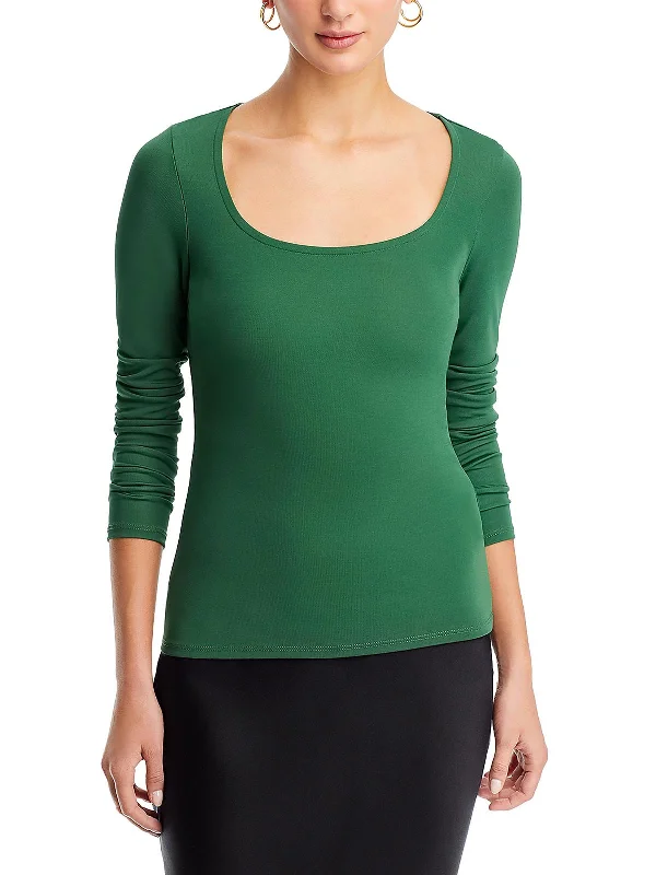 Womens Scoop Neck Long Sleeve Pullover Top