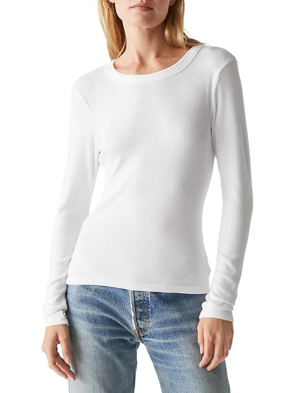 Zola Womens Ribbed Crewneck Pullover Top